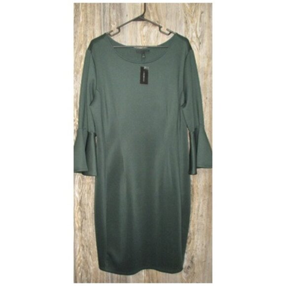 NWT Lane Bryant Dark Green Bell Ruffle Slv Dress Womens Size 16 Whimsigoth Boho - Picture 2 of 13